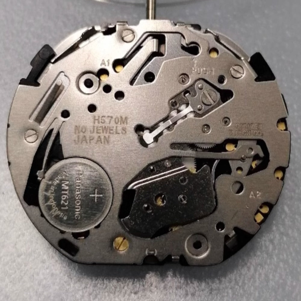 Citizen H570M Eco-Drive solar watch movement with small seconds feature for precise timekeeping.