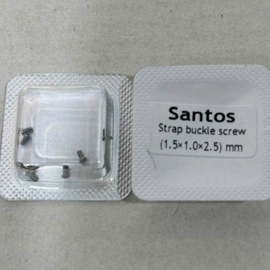 Precision 1.5x1x2.5mm buckle screws for Santos watch case back repair, durable replacement parts.