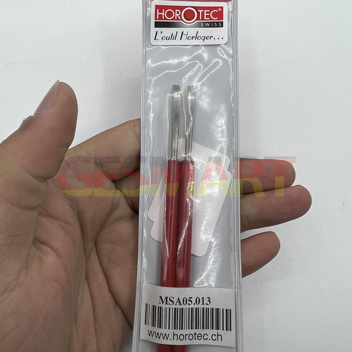 Horotec MSA05.013 hand levers with 3mm tips for precise wristwatch repair and adjustments.