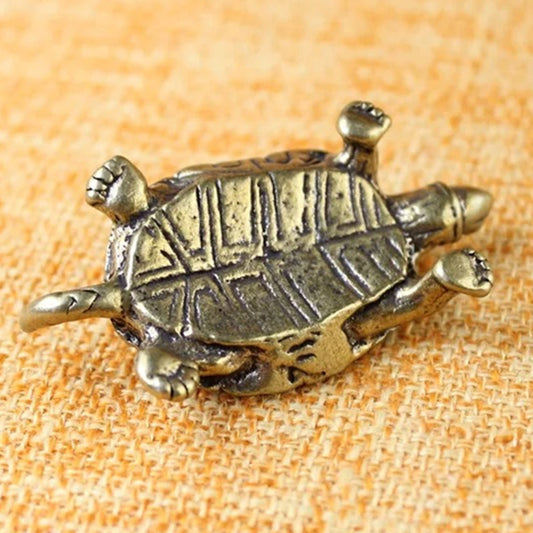 Solid copper turtle trinket with vintage bronze finish, hand-carved details, perfect for collectors.
