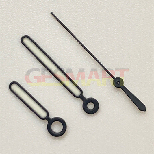 Set of 3 green luminous watch hands with black trim for NH35 NH36 SKX007 SBBN movements, enhancing visibility and style