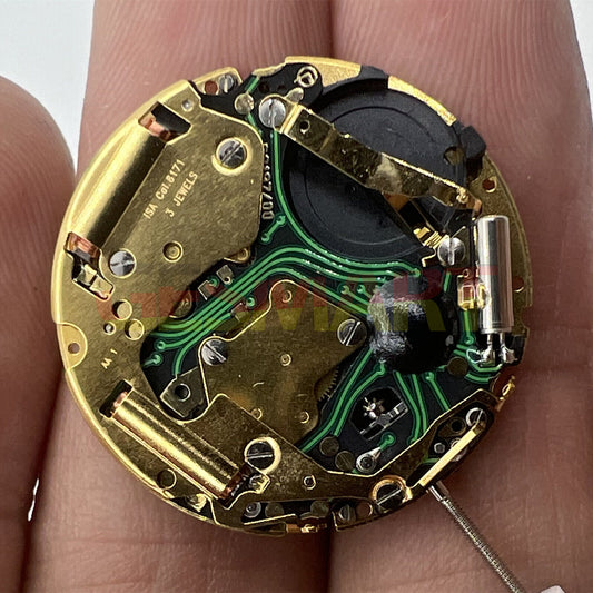 Watchmakers ISA 8171 golden quartz movement with date at 4 o'clock for multi-function repair parts