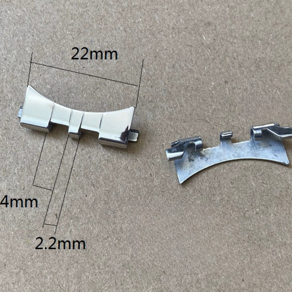 22x2.2x4mm Silver S/S Curved End Links Spring Bars Bracelet Watch Band Strap#1012