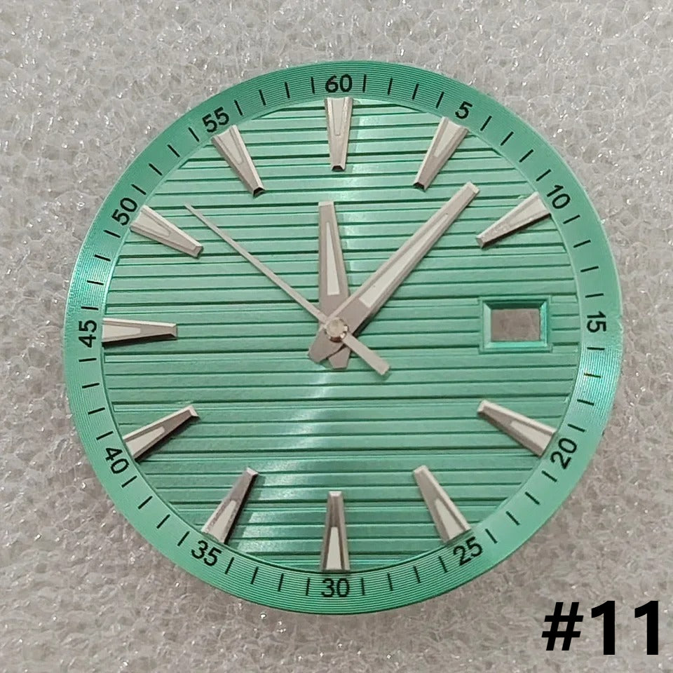 33.5mm Geometric Green Luminous Watch Dial+Hands for NH35 NH36 4R 7S Movement