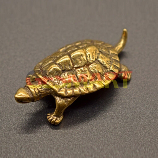 Solid copper Longevity Turtle trinket with vintage bronze finish, hand-carved details.