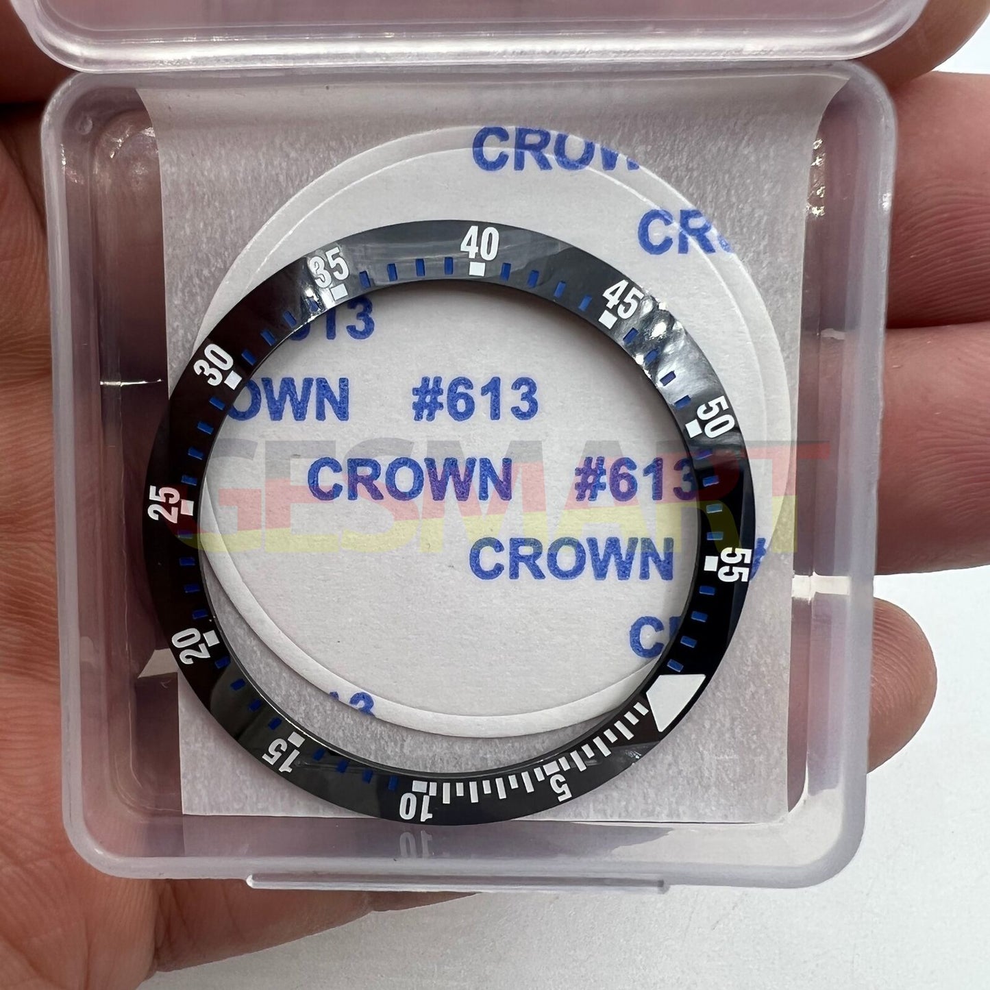 38 mm/30,5 mm schwarze Lünette, blaue Graduierung, Keramik-Uhrenlünette, Uhrenteile