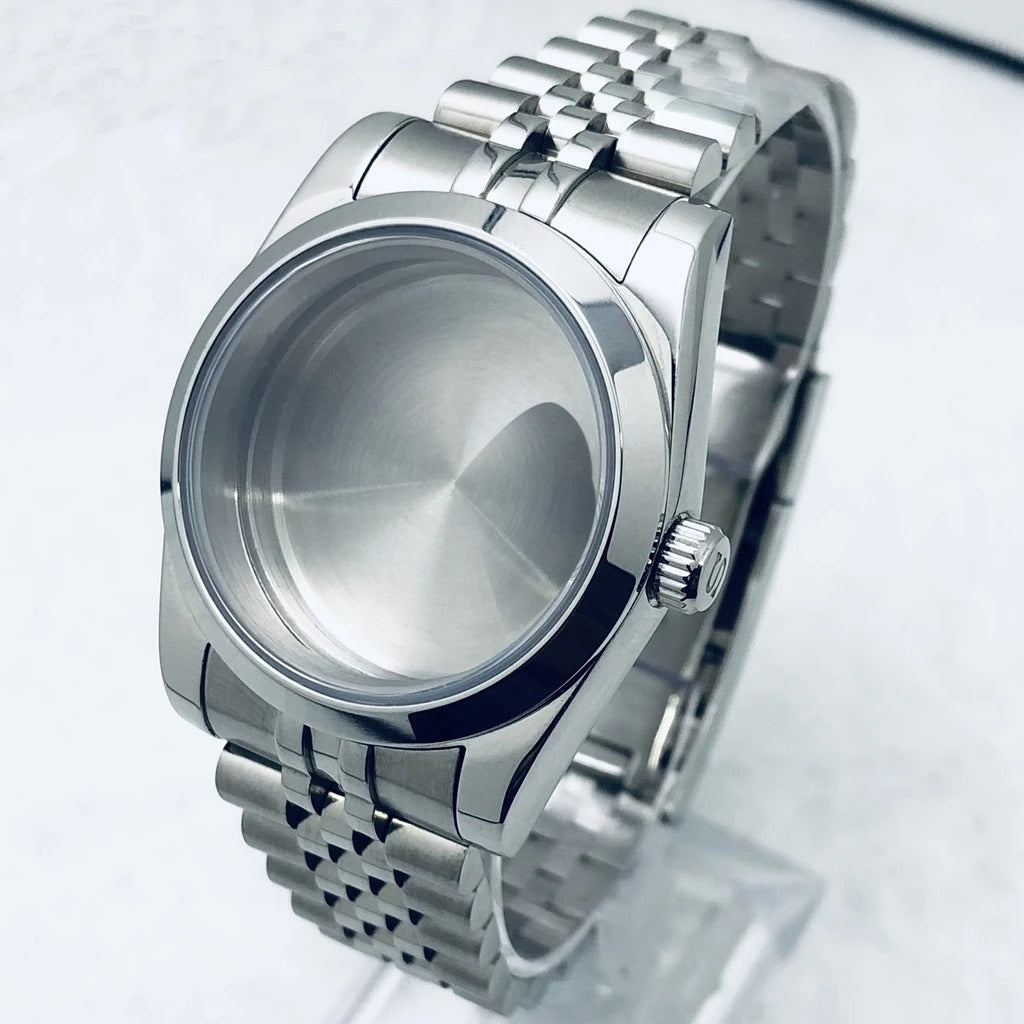 36/40mm Watch Case with Stainless Steel Sapphire Crystal for NH34 NH36 S Crown
