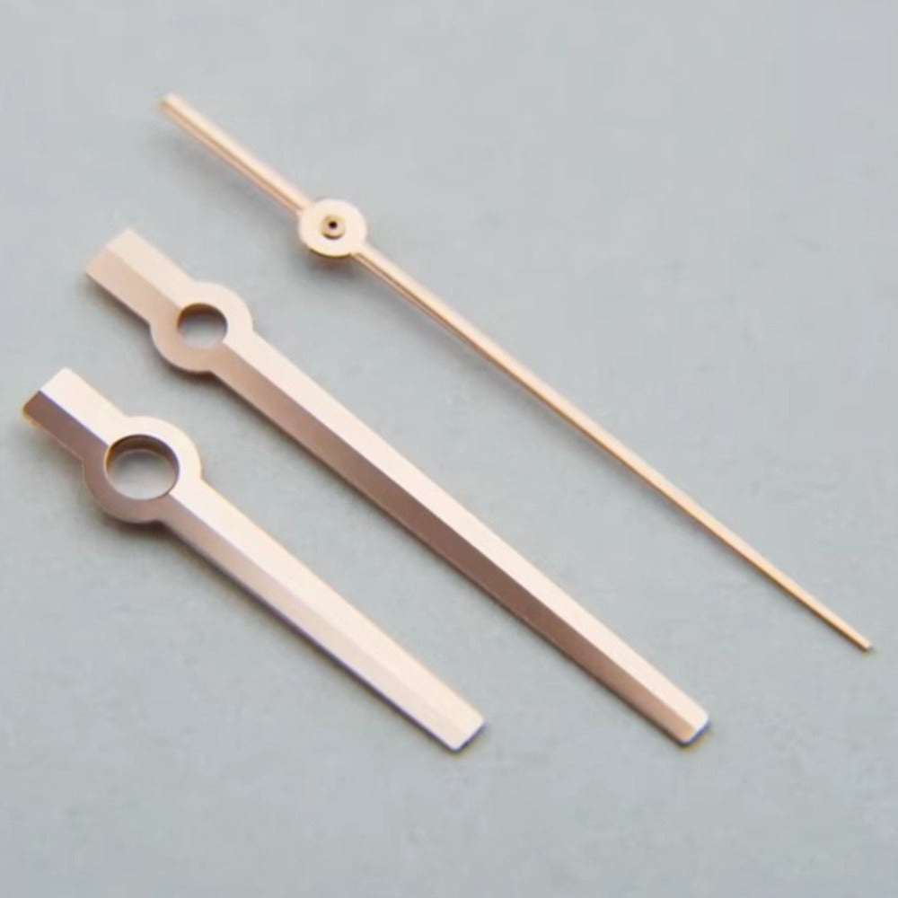 Rose gold watch hands for Dayjust 41 Series, RLX3235 3135 compatible, no lume, precise fit by RLX
