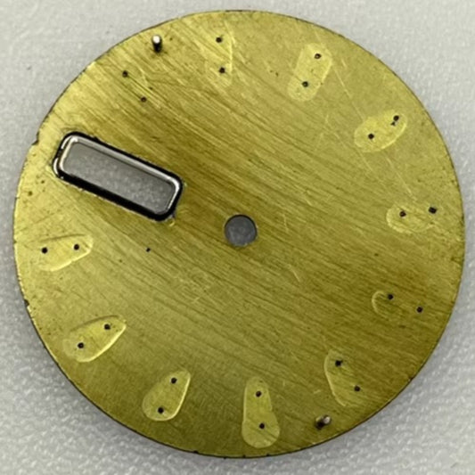 White 28.5mm watch dial with green lume, no logo, compatible with NH36 movement, ideal for custom projects.