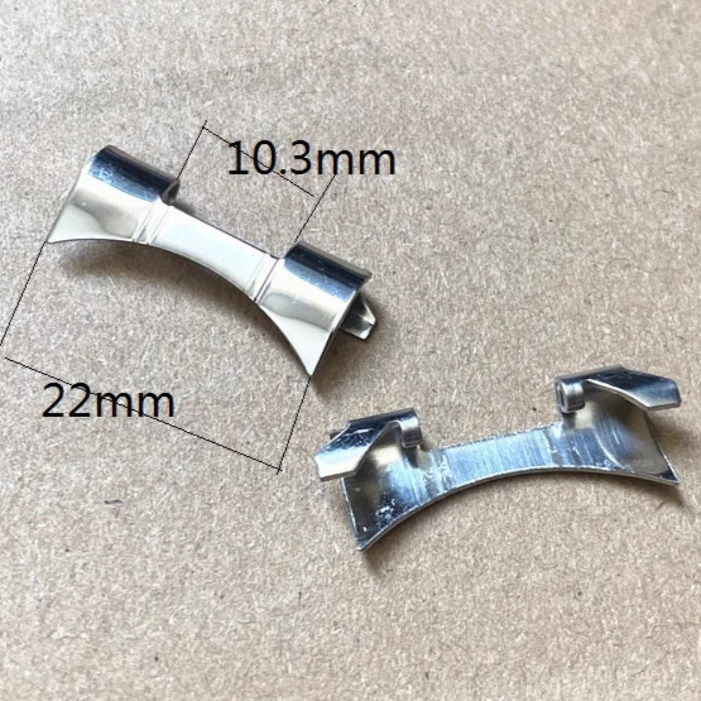 Bracelet de montre en acier inoxydable argenté 10,3 x 22 mm avec maillons incurvés et barrettes à ressort #92