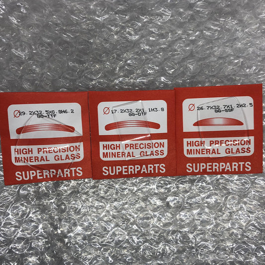 KG-684.33-ASF watch crystal glass kit, 33 sapphire glass sizes for durable watch repair.