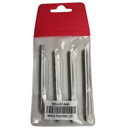 Horotec MSA03.666 set of 4 oscillating weight bolt keys for watch calibres, precision tool for repair and maintenance.