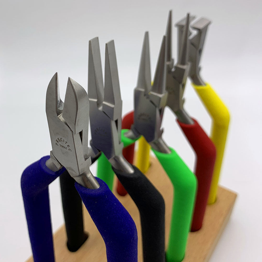 Horotec MSA11.856 Assortiment de 5 pinces avec poignées antidérapantes sur support en bois