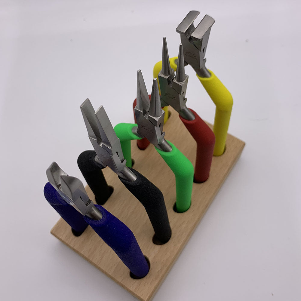 Horotec MSA11.856 Assortiment de 5 pinces avec poignées antidérapantes sur support en bois