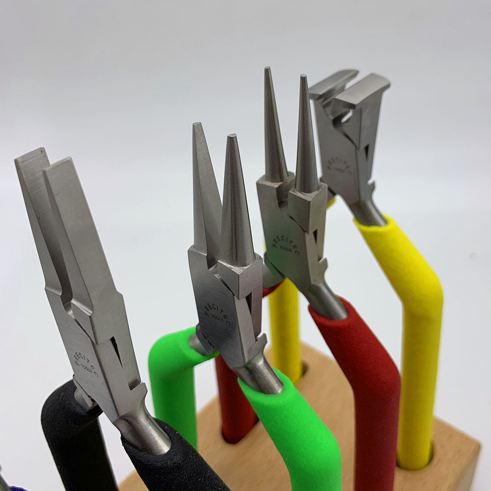 Horotec MSA11.856 Assortiment de 5 pinces avec poignées antidérapantes sur support en bois