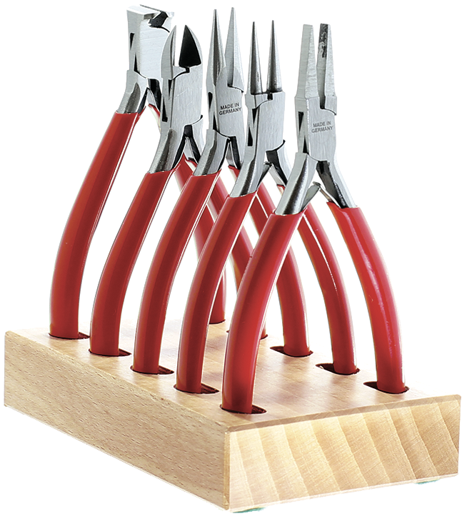 Jeu de 5 pinces/coupe Horotec MSA11.859 sur support en bois