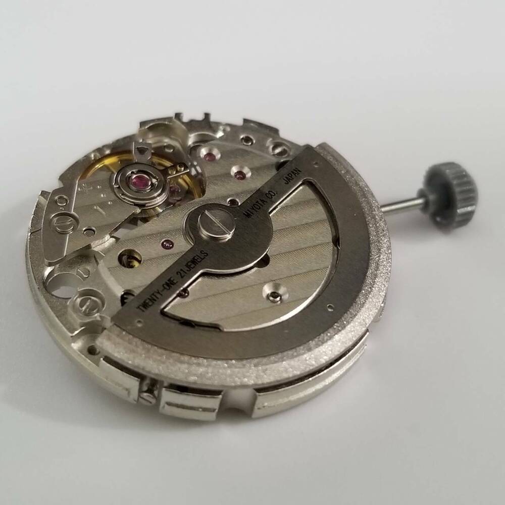 Miyota 82S7 silver automatic mechanical watch movement for precise timepiece repair by Miyota.