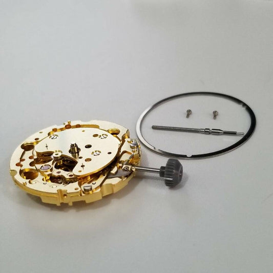 Golden Miyota 82S7 automatic watch movement component for precise mechanical repairs.