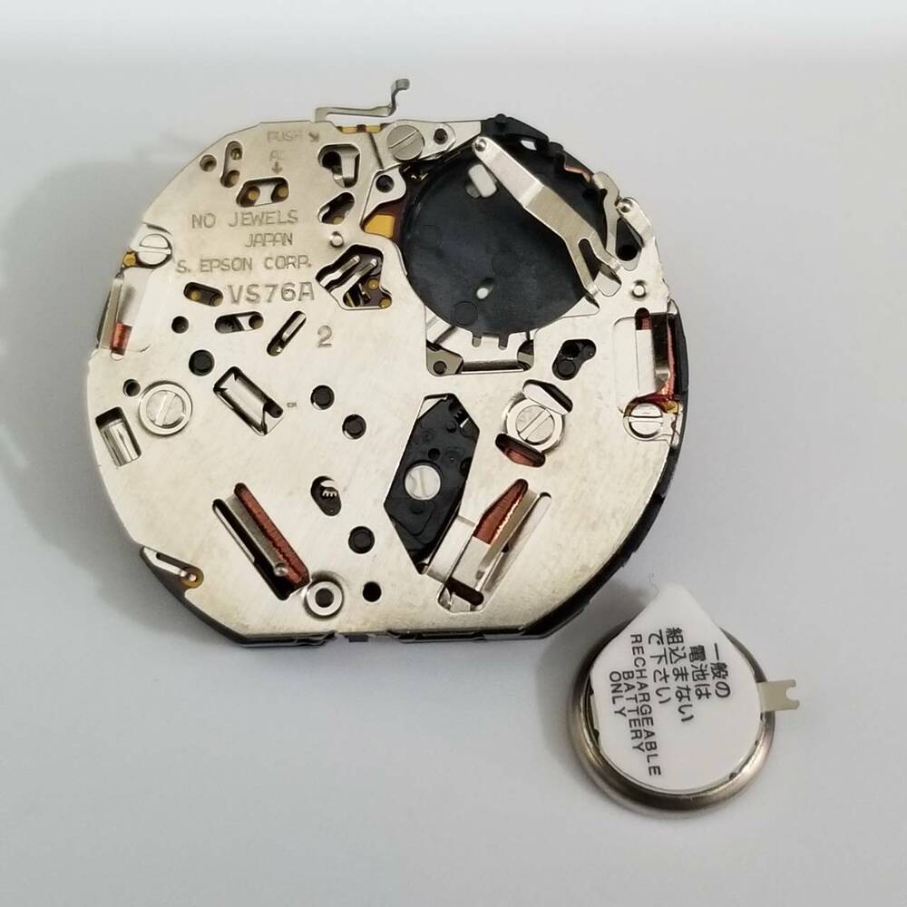 S. Epson VS76 solar quartz watch movement, precise replacement part for V176 models, reliable timekeeping