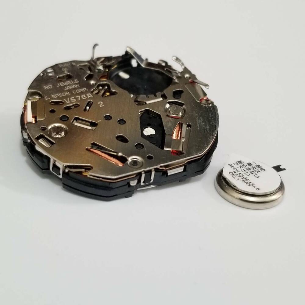 S. Epson VS76 solar quartz watch movement for accurate timekeeping and reliable repair parts.