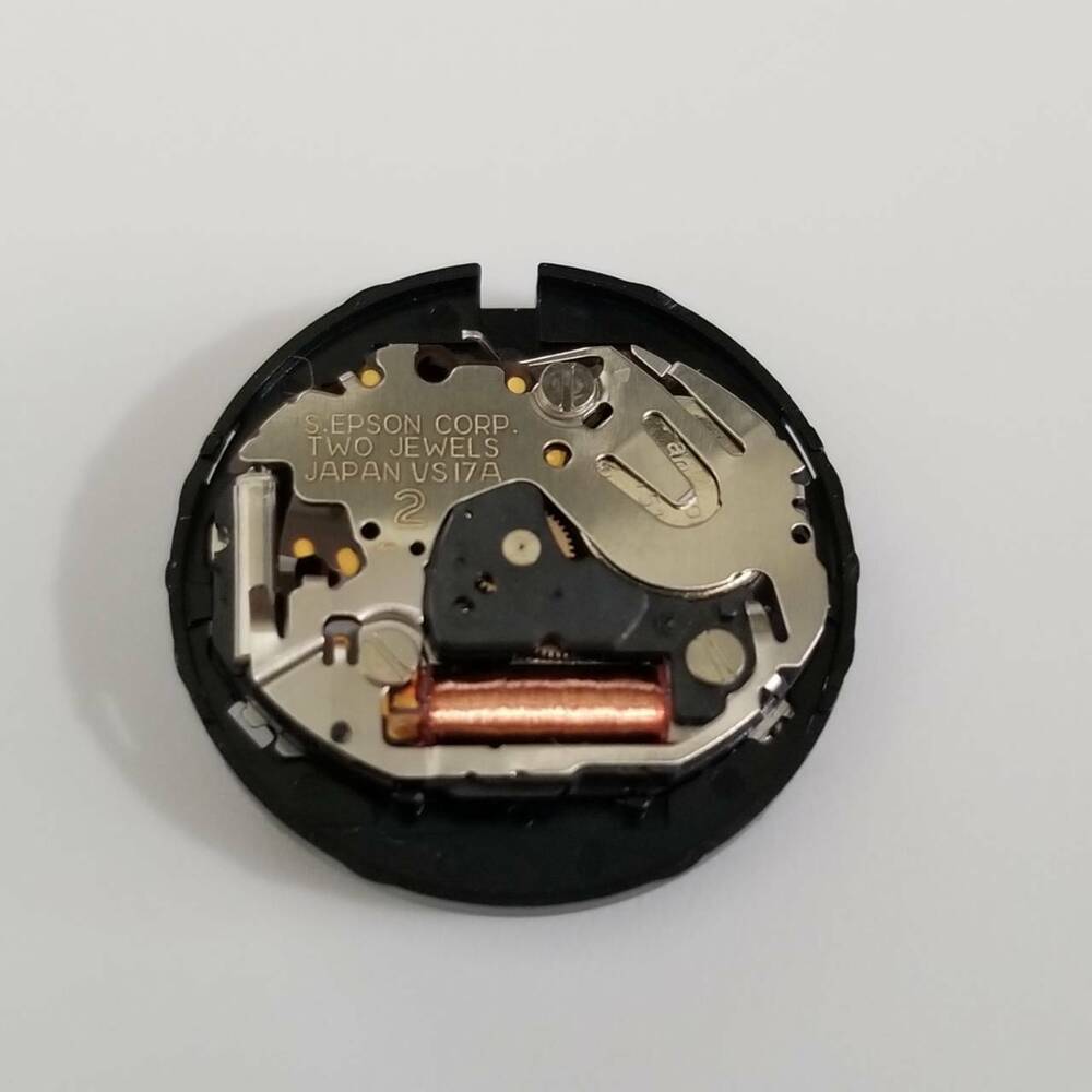 S. Epson VS17 solar quartz watch movement for accurate watch repair and timekeeping.