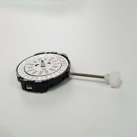SUNON SL25 quartz watch movement with day and date function, ideal for precise watch repairs.