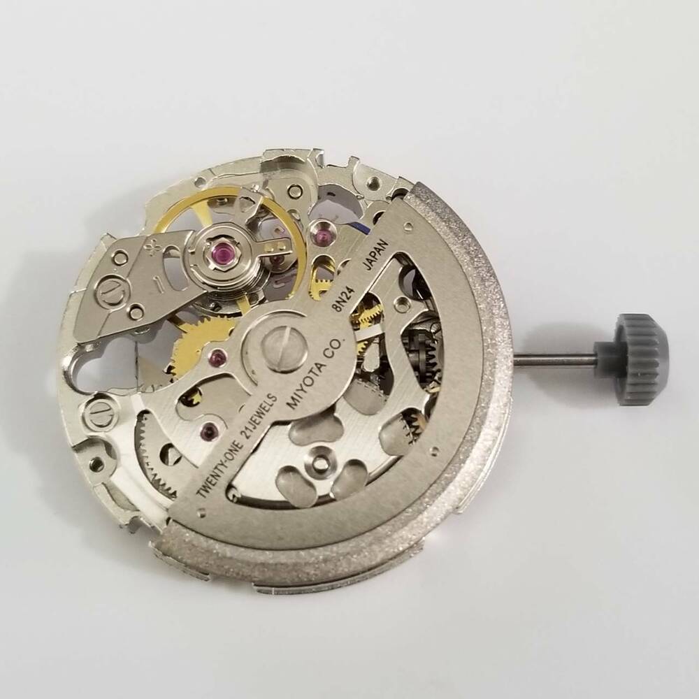Miyota 8N24 silver automatic mechanical watch movement, precision repair part for watch accessories.