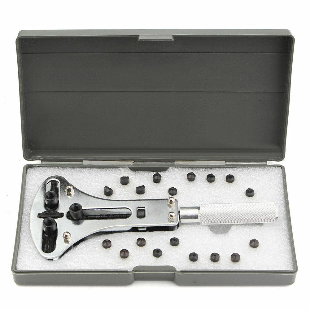55cm Watch Back Case Opener Adjustable Screw Remover Wrench Repair w/ 18 Bits
