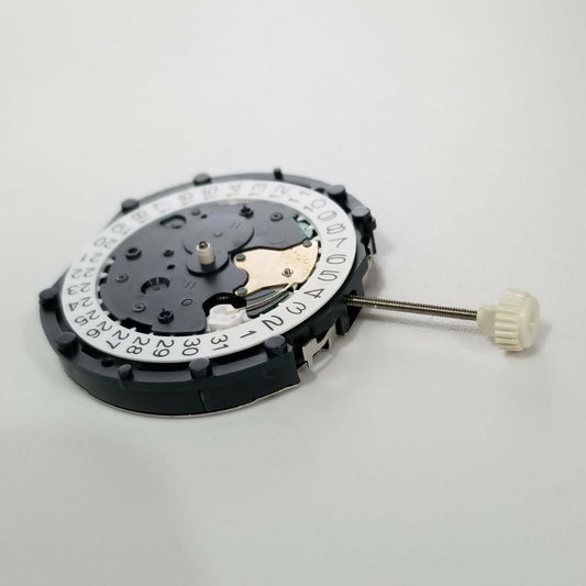 SUNON PE49 quartz watch movement repair part with date and small second hand at 6 o'clock.