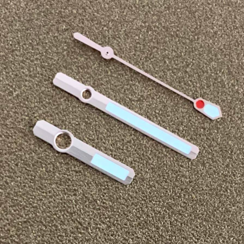 B22 green luminous watch hands set compatible with NH35A/NH36A movement for improved nighttime visibility.