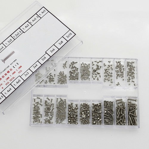 27-piece watch back case repair screw set, various sizes for precise accessory maintenance.