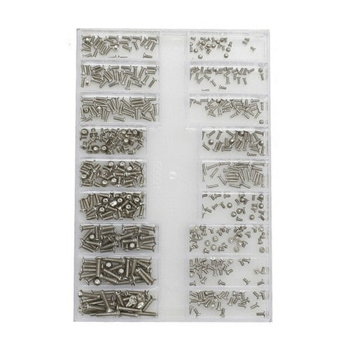 Watch back case repair screws set, various diameters, 27pcs for precise watch accessory maintenance.