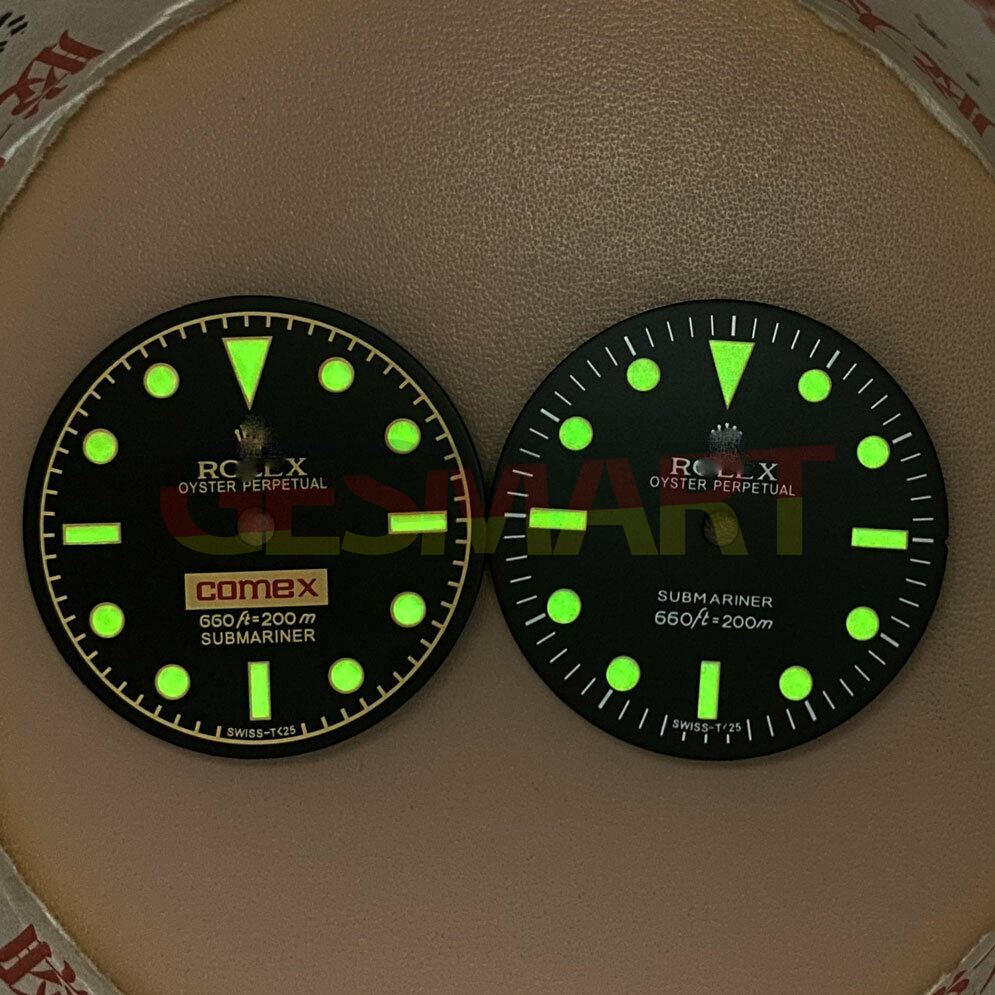 28.5mm XE5 green luminous retro watch dial with vintage design, fits NH35/8215/2836 movements by XE5 brand.