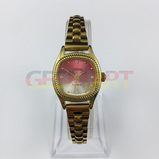 Elegant 22mm HAIDA Lady Watch with golden nail markers, 17 jewels, and gradient pink dial for stylish wear.