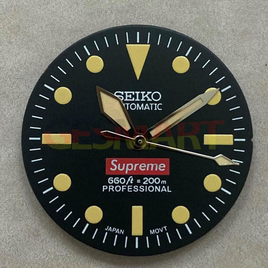 Green luminous 28.50mm watch dial for NH35/NH36 movement, ideal for enhanced visibility.