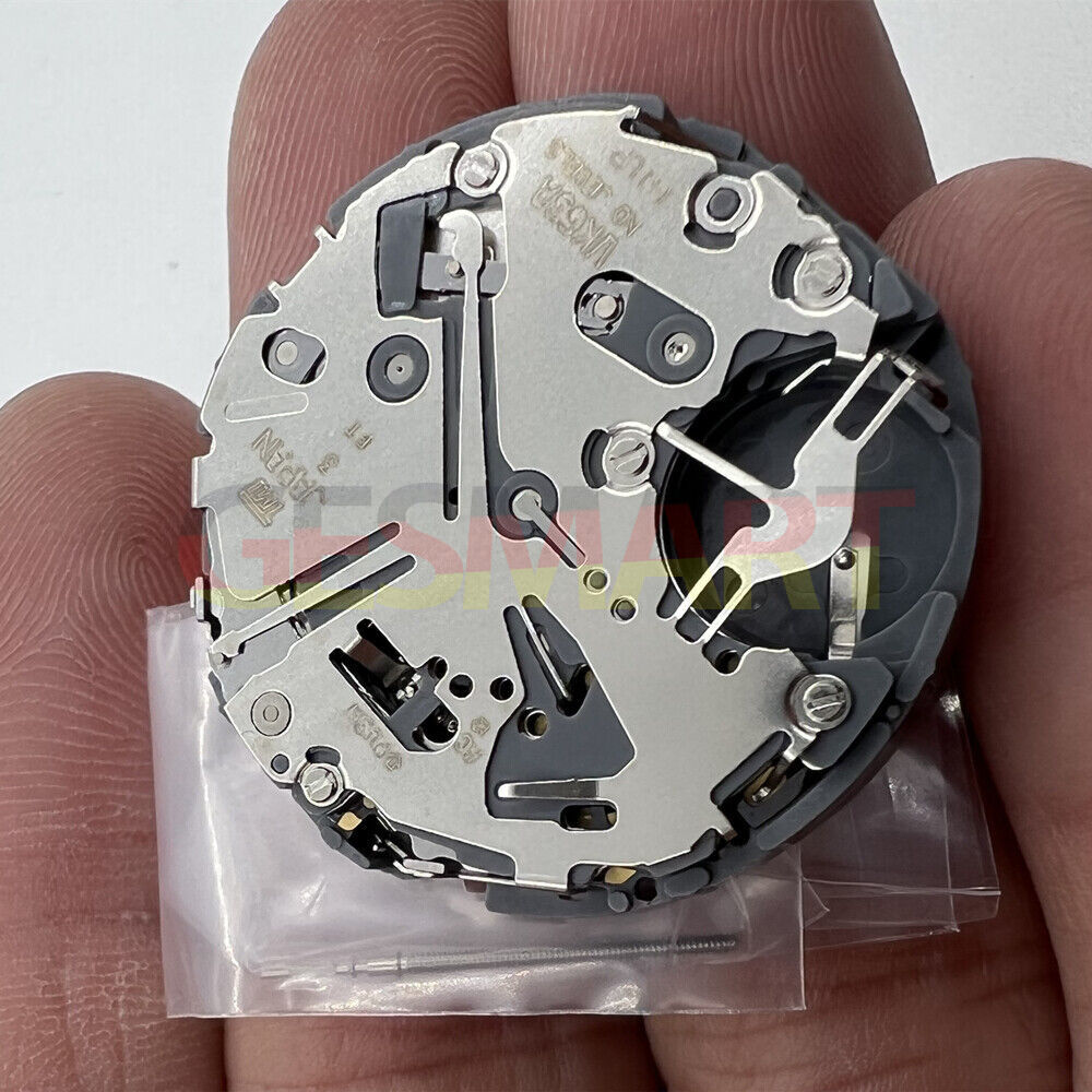 Hattori Epson VK63A quartz watch movement with date display at 6 o'clock, made in Japan for precision timing.