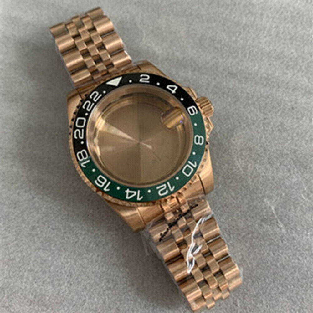 Caja de reloj de 40MM con correa para NH35/NH36 Cristal de zafiro Piezas de caja y correa de reloj