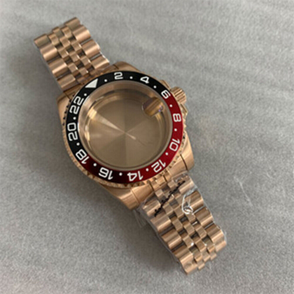 Caja de reloj de 40MM con correa para NH35/NH36 Cristal de zafiro Piezas de caja y correa de reloj