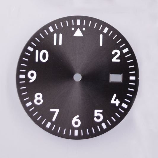 Green luminous 33.80mm watch dial, compatible with NH35/35A and NH36/36A movements for enhanced visibility.