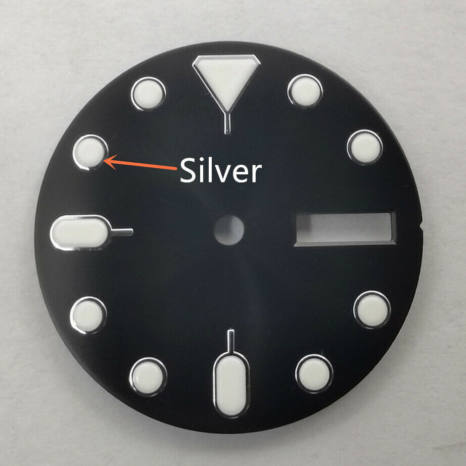 Green luminous 28.50mm watch dial by Brand New, compatible with NH36 movement for watch repairs.