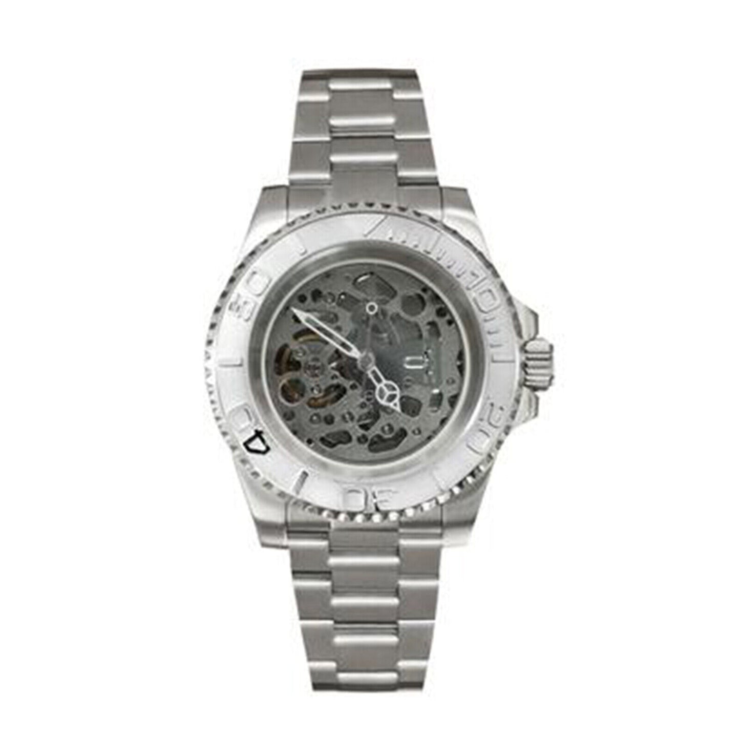 NH70 Caja de reloj de acero inoxidable de 40mm Cristal de zafiro Esfera hueca Manecillas luminosas