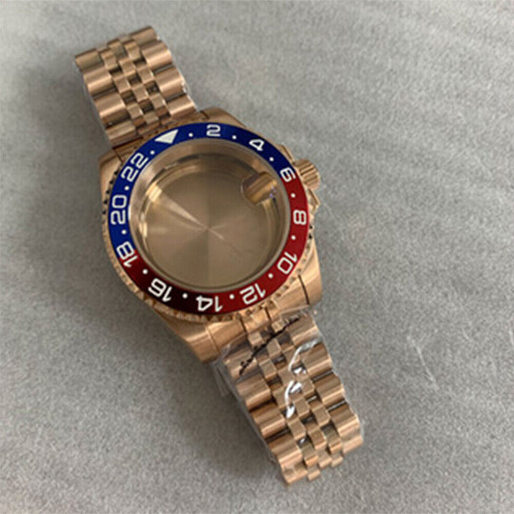 Caja de reloj de 40MM con correa para NH35/NH36 Cristal de zafiro Piezas de caja y correa de reloj