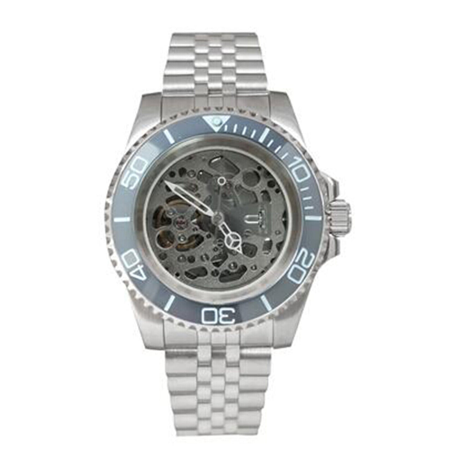 NH70 Caja de reloj de acero inoxidable de 40mm Cristal de zafiro Esfera hueca Manecillas luminosas