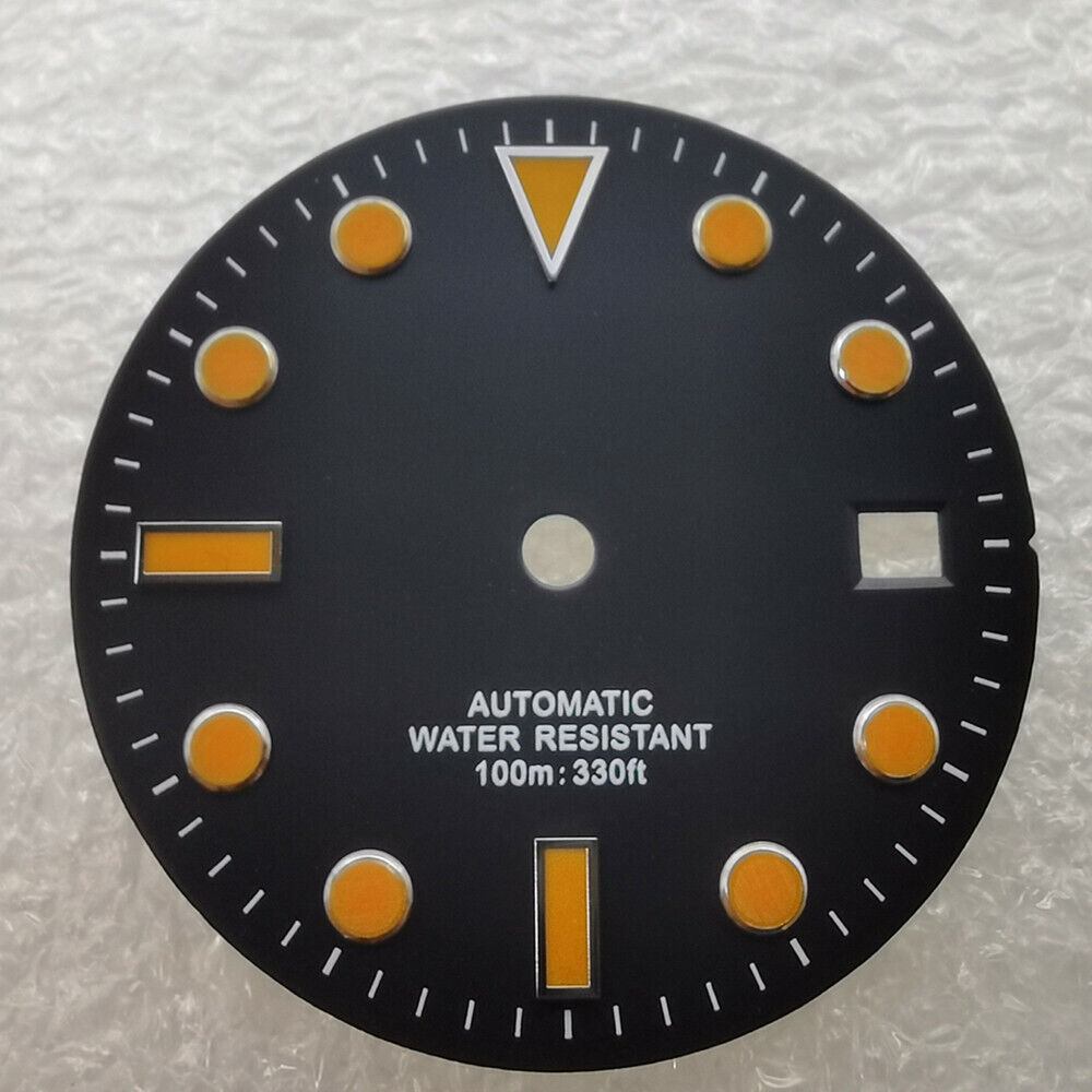 28.5mm SUB watch dial with no lume, compatible with NH35, perfect for 40mm watch cases.