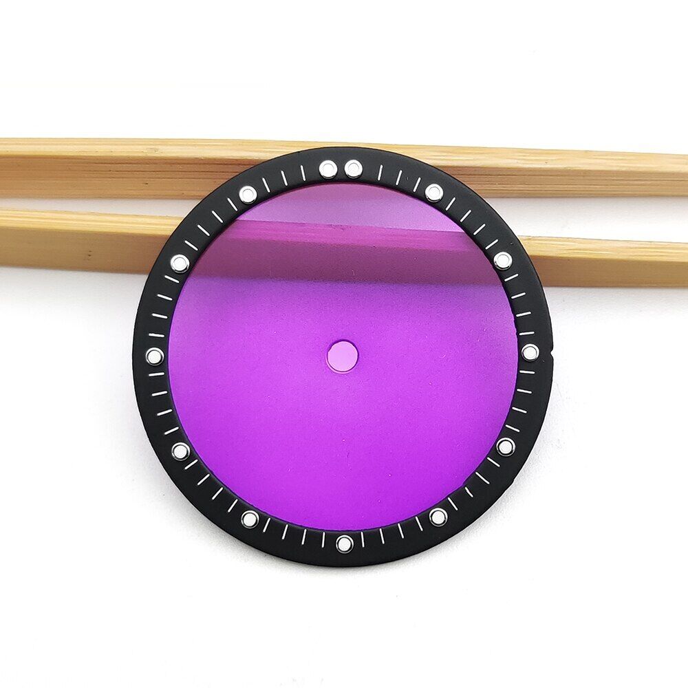 Green luminous transparent watch dial compatible with NH movement, ideal for custom watch builds.