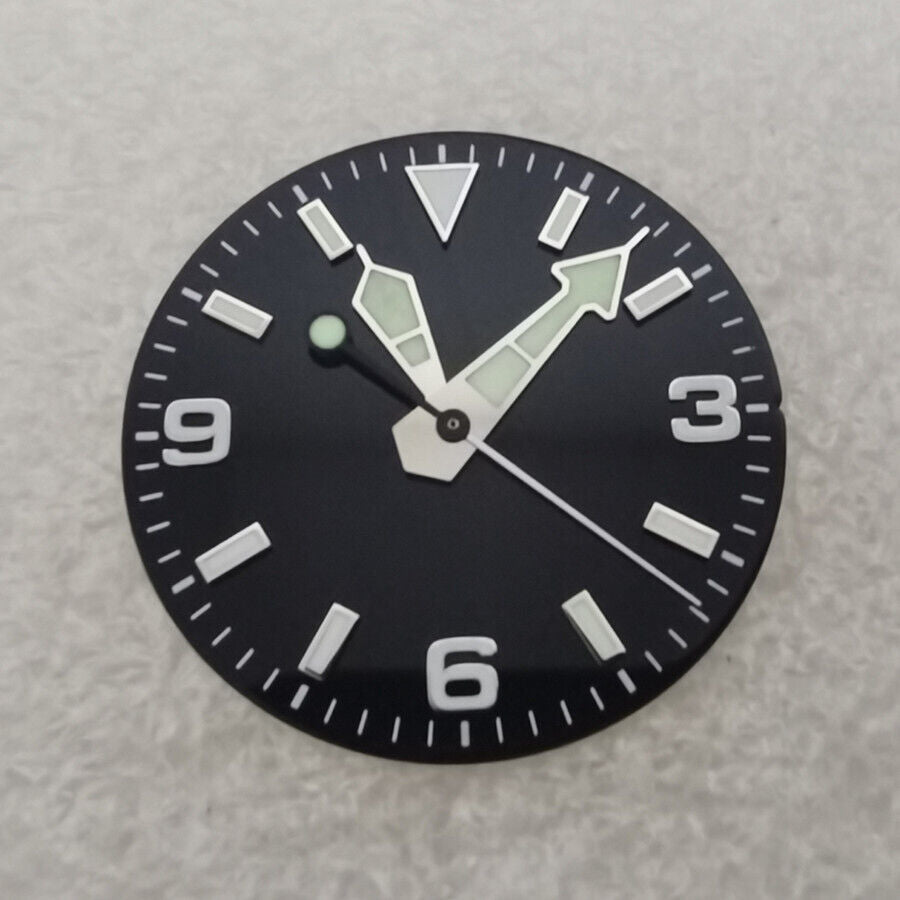 Cadran de montre 29 mm avec éclairage vert pour mouvement NH35/NH36, style 369
