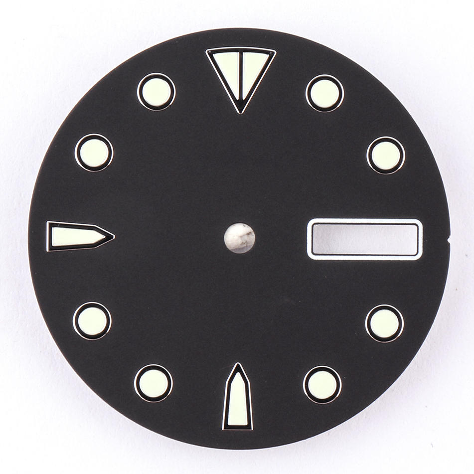 28.5mm Tooth Water Monster luminous watch dial for NH35 NH36 movement, ideal for diving watches.