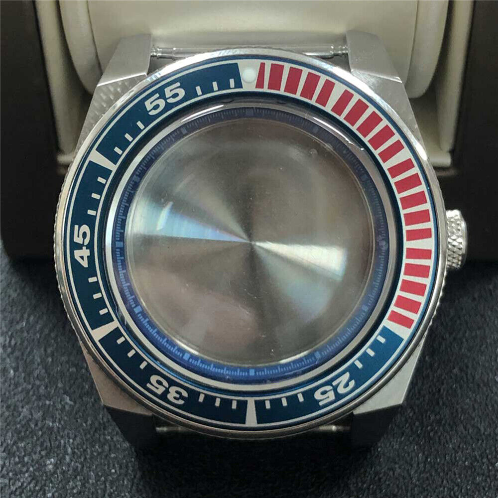 43mm stainless steel watch case with sapphire glass, compatible with NH35/NH36 movements.