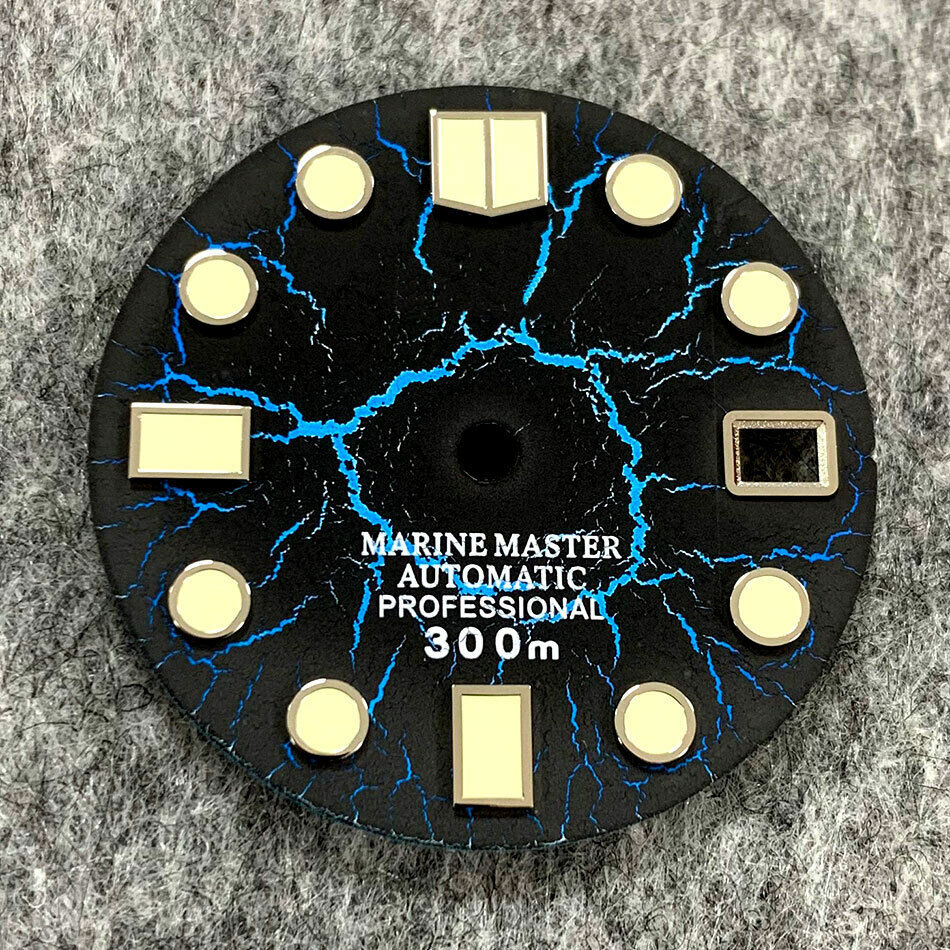 28.5mm Crackle Watch Dial C3 Enhanced Luminous Suitable for NH35 Movement