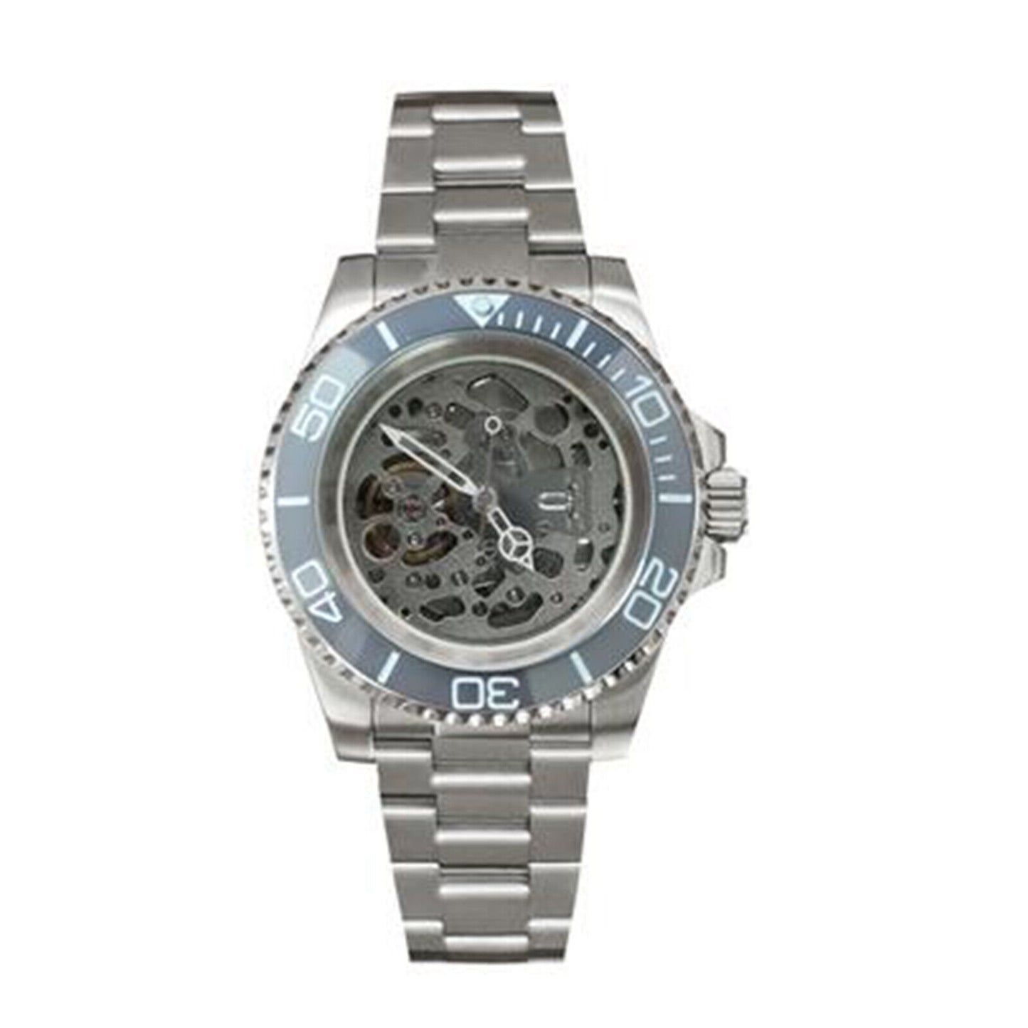 NH70 Caja de reloj de acero inoxidable de 40mm Cristal de zafiro Esfera hueca Manecillas luminosas